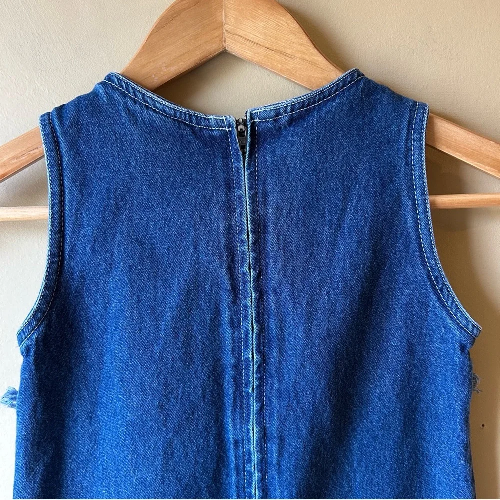 Vintage 90’s Princess Collection Denim Fringe Patchwork Dress Girls Size S 7/8 - Picture 7 of 11